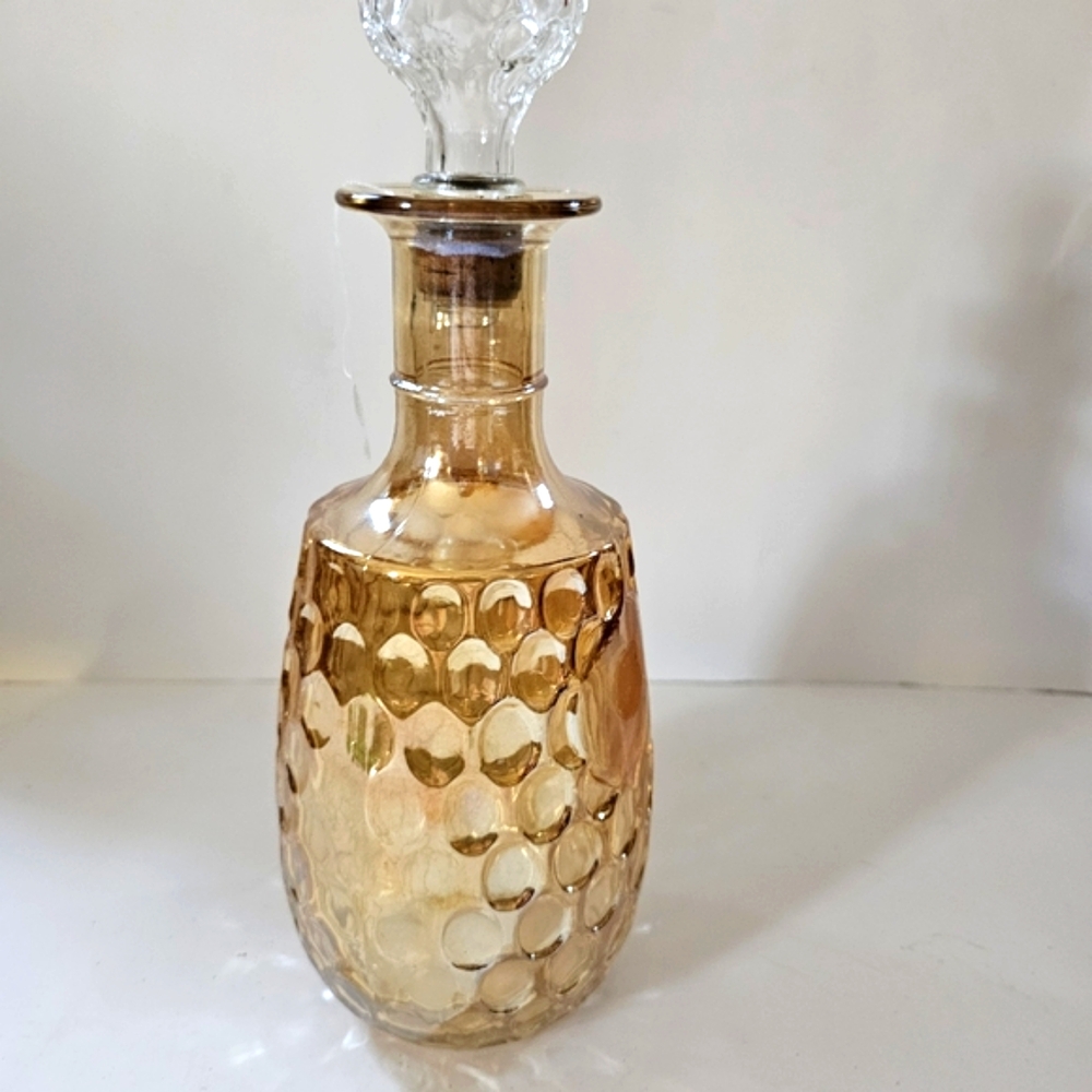 Vintage Decanter Whiskey Orange and Gold Decorative Glass Decor